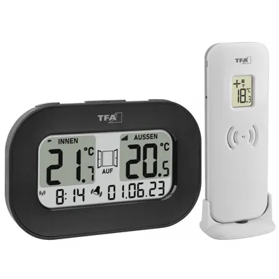 Produktbild von TFA-Dostmann 30.3046.01, Elektronisches Umgebungsthermometer, Drinnen/Draußen, °C, -40 - 60 °C, Digital, Schwarz