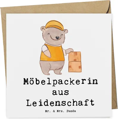 Produktbild von Mr. & Mrs. Panda Grußkarte Möbelpackerin Leidenschaft - Weiß - Geschenk, Glückwunschkarte, Umzugsservice, Spruch, Klappkarte, Umzugsfirma, doppelkarte, anlasskarte