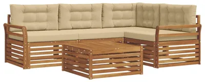 Immagine prodotto di vidaXL Set di divani da esterno, 5 pezzi, colore naturale e beige