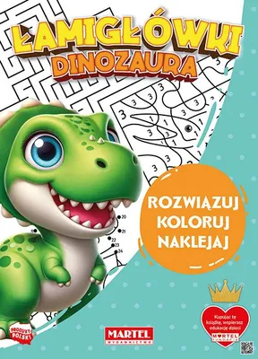 Obrázok produktu pre Łamigłówki Dinozaura. Kolorowanka z naklejkami dla dzieci