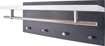 Produktbild von HAKU Wandgarderobe edelstahloptik, granitoptik, weiß - MDF, Metall, B/H/T: 75x30x26 cm