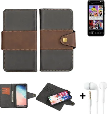 Produktbild von K-S-Trade Handyhülle Schutzhülle Bookstyle Wallet-Case kompatibel mit Huawei Y8p + earphones Bumper rundumschutz schwarz-braun 1x