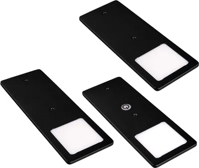 Image de Lampes sous meubles noires - Lampes LED pour cuisine - Éclairage de plan de travail - Fonction de variation tactile - Lot de 3 - Noir