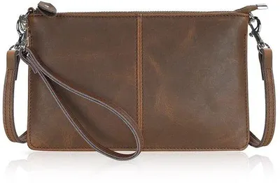 Produktbild von Kleine Lederhandtas Braun mit Reißverschluss und Schultergurt