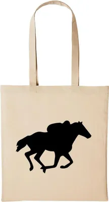 Produktbild von Huuraa Baumwollbeutel Reiter Pferd Geschenk Einkaufstasche Natural 10 Liter Baumwolle Reiter Pferd Accessoire