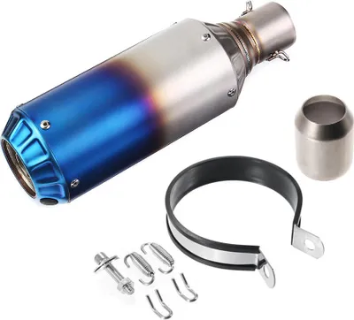 Image de 38-51mm Tuyau d'Échappement avec Silencieux Universel Moto Acier Inoxydable - Bleu