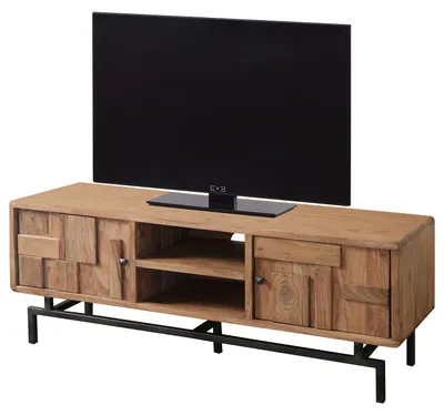 Produktbild von home24 Massives TV-lowboard - Akazie / Schwarz