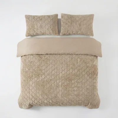 Imagen del producto de Manta sintética Sleeptime, color taupe Syon, de 240 x 200/220 cm