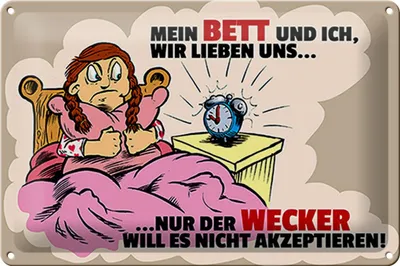 Produktbild von Blechschild Spruch 30x20cm Mein Bett und Ich wir lieben uns
