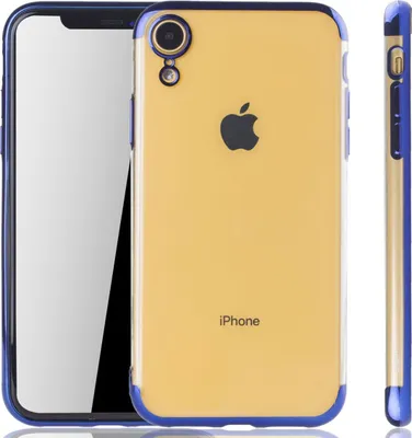 Image de Coque de protection pour Apple iPhone XR, couleur bleue, transparente, en TPU (silicone). Coque arrière