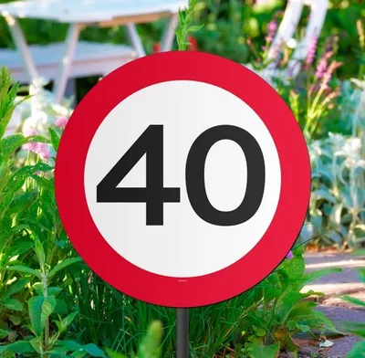 Produktbild von Verkehrsschild 40 Beetstecker 52cm