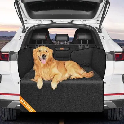 Immagine prodotto di Coperta per cani da auto - a 3 strati e impermeabile - con 1 tasca - facile da pulire - nero scuro