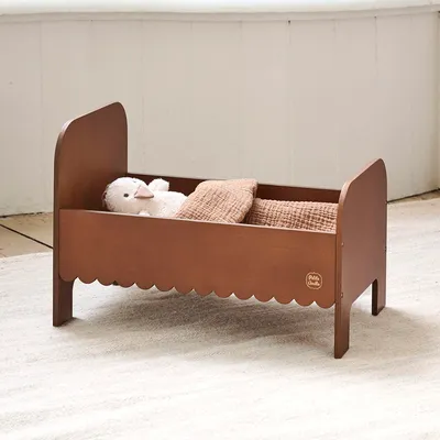 Produktbild von Puppenbett Noyer dunkelwalnussfarben für Puppen & Kuscheltiere bis 42 cm, abgerundete Kanten