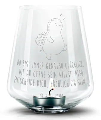 Produktbild von Mr. & Mrs. Panda Laterne Schildkröte Pfeifen - Transparent - Geschenk, Depression, Trennung, Glas Windlicht, Teelichthalter, Kerzenhalter, Glück, gravur