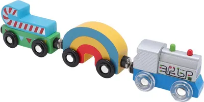 Immagine prodotto di set ferroviario in legno da 3 pezzi per bambini in età prescolare, macchinine in legno educative e portatili per bambini
