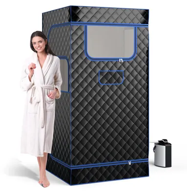 Saunabox für zu Hause, Dampfsauna, 3L Dampfgenerator, 91x91x183 cm, schwarz