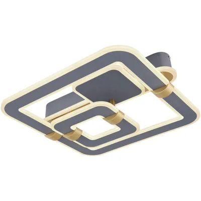 Imagen del producto de Lámpara de techo Globo, metal gris, metal dorado, acrílico opal, regulable, con múltiples niveles a través de interruptor de pared, colores fijables, función de memoria, luz nocturna, mando a distancia, incluye batería 2x AAA, dimensiones: 500x470x155 mm, incluye LED 56W 230V, flujo luminoso: 480-5880 lm, salida: 200-2545 lm, temperatura de color: 2700-6000K