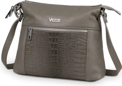 Produktbild von Selvaggia Handtasche aus Leder - 2 Hauptfäche - Reißverschlusstaschen - verstellbare Schulterrieme - Beige-Taupe