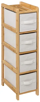 Produktbild von Bambusregal TIDY mit 4 Stoffkörben, schmal, H. 78,5 cm