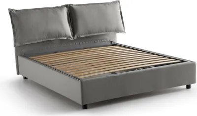 Immagine prodotto di Talamo Italia Letto Alla Francese Agalo 155x215 cm Grigio, Sfoderabile Contenitore Italy