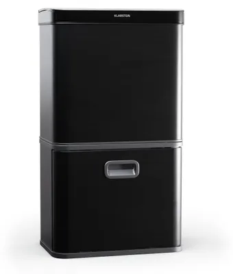 Obrázek produktu pro Klarstein Touchless, senzorový odpadkový koš, 56 l, z nerezavějící oceli, 3 koše, Soft-Close zavírání, napájen baterií, LED displej, časovač