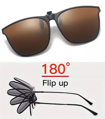 Produktbild von GKA Aufsatz Clip on echt polarisiert braun Überbrille Sonnenbrillenaufsatz Brillenaufsatz Sonnenbrille klappbar