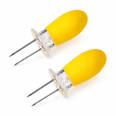 Produktbild von 10er Set Maiskolbenspieße aus Edelstahl, Halter für Mais & Obst, BBQ & Küche, gelb
