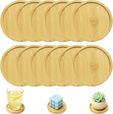 Imagen del producto de 12 soportes para velas y bases de madera, candelabros rústicos para velas tipo stump