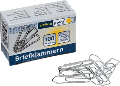Produktbild von 1x Büroklammern Briefklammern silber verzinkt 32mm (10 packs je 100 Stk) = 1000 Stk.