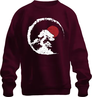Immagine prodotto di Bonsai Tree Zen Japan Enso Circle Red Sun Vintage Retro Grunge Unisex Felpa Pullover, Borgogna, S