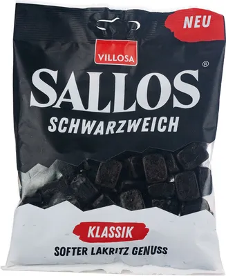 Produktbild von Sallos Schwarzweich Klassik Weichlakritz für Vegetarier geeignet 200g