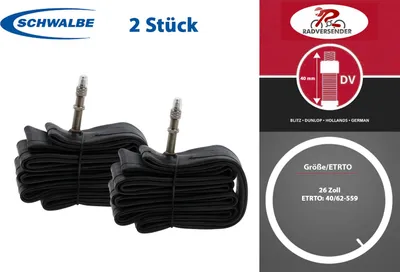 Produktbild von 2 Stück 26 Zoll SCHWALBE Schlauch No.13 MTB 40/62-559 DV Blitz Ventil