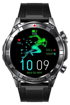 Produktbild von Outdoor Smartwatch Herren mit Telefonfunktion 2026 Schwarz rund mit Herzfrequenz und SpO2 für Android und iOS Geräte wasserdicht mit LED Taschenlampe
