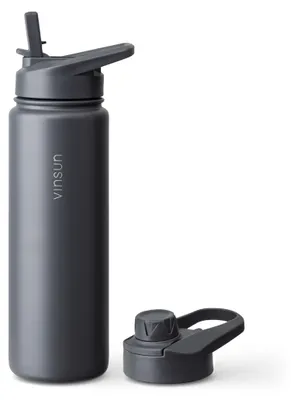 Produktbild von Trink Flasche Edelstahl 750ml Thermoflasche Sport Gym isoliert Strohhalm Vinsun, KI-generiertes Bild
