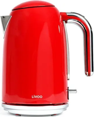 Zdjęcie produktu dla Czajnik Elektryczny LIVOO Retro, 1.7 L, 2200 W, Obrotowa Podstawa 360°, Filtr Antywapienny, Stal Nierdzewna, Czerwony
