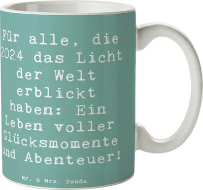 Produktbild von Mr. & Mrs. Panda Teetasse Spruch 2024 Geburtstag Glücksmomente - Meeresbrise - Geschenk, Tasse, Happy Birthday, besonderes, Geburtstagsgeschenk, Geburtsjahr, haferl
