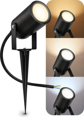 Produktbild von SSC-LUXon KALOA Gartenleuchte schwenkbar IP44 - Erdspießleuchte mit GU10 6W LumiFLEX 3 Lichtfarben warm neutral kalt - indirekte Beleuchtung für Garten