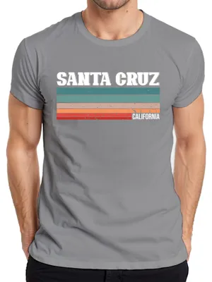 Produktbild von Santa Cruz California Vintage Retro Streifen 70er 80er Sunset Herren T-Shirt, Grau, XL