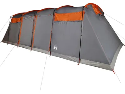 Productafbeelding van vidaXL Tunnelpartytent voor 8 personen, grijs en oranje, waterdicht