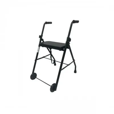 Image de Déambulateur pliable réglable pour personnes âgées Mobiclinic acier stable léger avec siège 2 roues noir mat Emerita