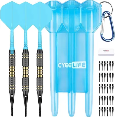 Produktbild von CyeeLife Dartpfeile Kunststoffspitze Set 3 Stück 18g Profi Softdarts Aufbewahrungsbox