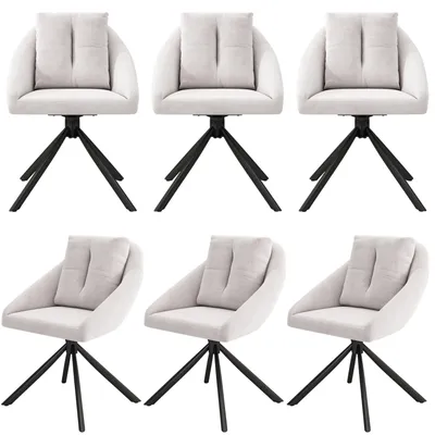 Obrázek produktu pro SWeiko jídelní židle sametová židle čalouněná židle otočná židle, prodyšná sametová tkanina, ergonomický design, 6 ks, béžová barva