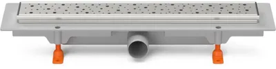 Productafbeelding van Chud?j vloerafvoer, 350 mm, zijuitlaat D40, glanzende uitvoering met roestvrijstalen frame, type CH 350 DN