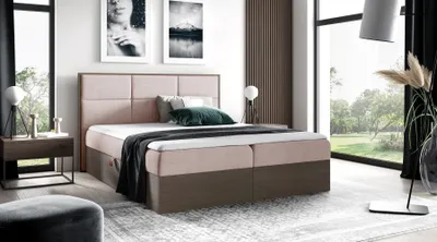 Produktbild von Kontinentales Bett 120x200 CHANTELLE 2 - dunkle Eiche / Rosa + GRATIS Matratzenauflage