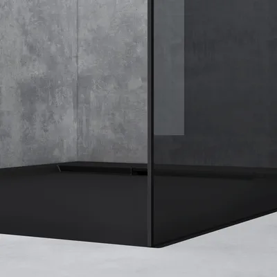 Produktbild von doporro Luxus Duschwand für Dusche Duschabtrennung 80x200cm Schwarz Walk-In Dusche 8mm ESG-Sicherheitsglas vollgrau inkl. Nanobeschichtung Bremen01VG