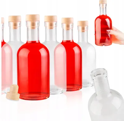 Zdjęcie produktu dla SuperButelki - 50x Butelka szklana TADEK 500 ml z korkiem, na nalewki bimber wódkę alkohol napoje wodę, grube szkło 0,5 flaszka ozdobna, zestaw 0,5l