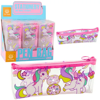 Image de Trousse scolaire transparente Donut Licornes 20 X 8,5 X 4 cm