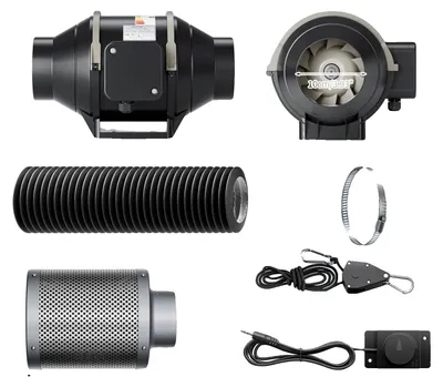 Obrázok produktu pre Ventilátor, nastaviteľná rýchlosť, uhlíkový filter, priemer 100 mm, sada