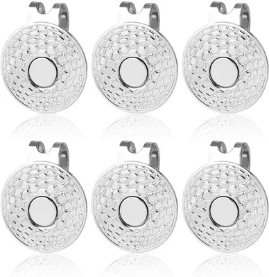 Golfballmarkierungsclip 6 Stück - Magnetische Ballmarkierung - Aluminiumlegierung - Golfzubehör - 3x2,6x1cm - Starker Magnet