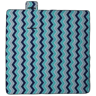 Produktbild von vidaXL Picknickdecke Faltbar Blau Wellenmuster 200x200 cm Samt